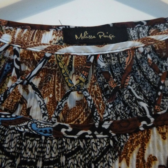 Melissa Paige Tunic Top Medium Fiesta Print Crinkle Colorful Cutout Flowy - Picture 8 of 8